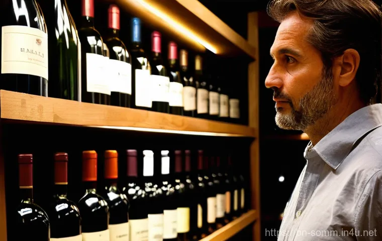 소믈리에가 추천하는 예산별 와인 - **Prompt:** A discerning customer, in their late 30s, casually dressed but with an intelligent gaze,...
