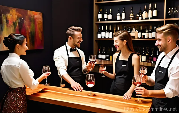 와인 바 개업 준비 팁 - **Prompt 2: "A bright and contemporary minimalist wine bar during the early evening. The interior bo...