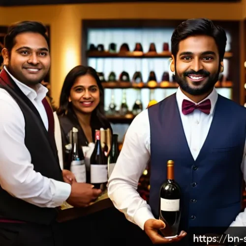 소믈리에 자격증 단계별 가이드 - A skilled Bengali sommelier in a modern restaurant setting, wearing professional attire including a ...
