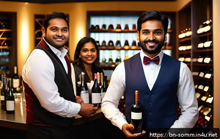 소믈리에 자격증 단계별 가이드 - A skilled Bengali sommelier in a modern restaurant setting, wearing professional attire including a ...