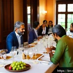 소믈리에 실습용 와인 선택 팁 - A sophisticated training session setting featuring a diverse group of Bengali professionals seated a...