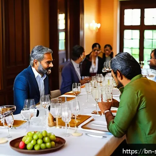 소믈리에 실습용 와인 선택 팁 - A sophisticated training session setting featuring a diverse group of Bengali professionals seated a...